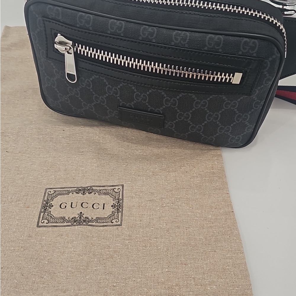 Gucci Black and Gray Monogram Belt Bag - Picture 5 of 5
